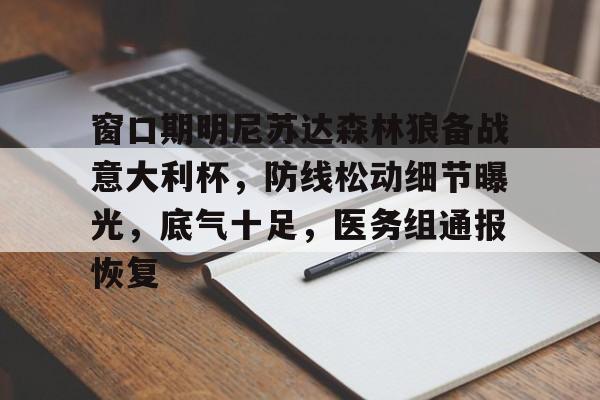 九游官方网站-窗口期明尼苏达森林狼备战意大利杯，防线松动细节曝光，底气十足，医务组通报恢复的简单介绍-九游官方网站